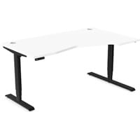 LEAP Electric Dual Motor Height Adjustable Ergonomic Shaped Right Hand K Top Sit Stand Desk with Portals W1600xD1000xH620-1270mm White Top Black Frame