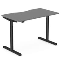 RoundE Electric Dual Motor Height Adjustable Rectangular Home Office Sit Stand Desk Dual Purpose Scallop Top W1200xD700xH650-1150mm Graphite Top Black Frame 10 Year Warranty
