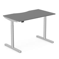 RoundE Electric Dual Motor Height Adjustable Rectangular Home Office Sit Stand Desk Dual Purpose Scallop Top W1200xD700xH650-1150mm Graphite Top Silver Frame 10 Year Warranty