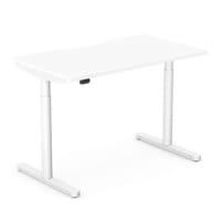 RoundE Electric Dual Motor Height Adjustable Rectangular Home Office Sit Stand Desk Dual Purpose Scallop Top W1200xD700xH650-1150mm White Top White Frame 10 Year Warranty