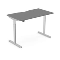 RoundE Electric Dual Motor Height Adjustable Rectangular Home Office Sit Stand Desk Dual Purpose Scallop Top W1600xD700xH650-1150mm Graphite Top Silver Frame 10 Year Warranty