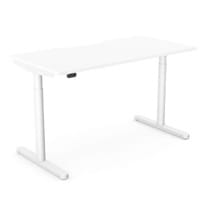 RoundE Electric Dual Motor Height Adjustable Rectangular Home Office Sit Stand Desk Dual Purpose Scallop Top W1600xD700xH650-1150mm White Top White Frame 10 Year Warranty