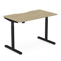 RoundE Electric Dual Motor Height Adjustable Rectangular Home Office Sit Stand Desk Dual Purpose Scallop Top W1600xD800xH650-1150mm Urban Oak Top Black Frame 10 Year Warranty