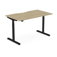 RoundE Electric Dual Motor Height Adjustable Rectangular Home Office Sit Stand Desk Dual Purpose Scallop Top W1400xD800xH650-1150mm Urban Oak Top Black Frame 10 Year Warranty