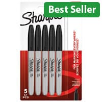 Sharpie Permanent Marker Fine Black Pack of 5