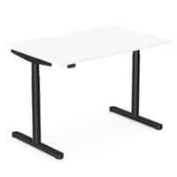 RoundE Electric Dual Motor Height Adjustable Rectangular Home Office Sit Stand Desk Dual Purpose Scallop Top W1200xD800xH650-1150mm White Top Black Frame 10 Year Warranty