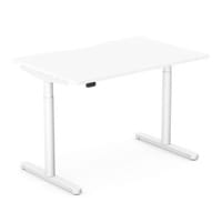 RoundE Electric Dual Motor Height Adjustable Rectangular Home Office Sit Stand Desk Dual Purpose Scallop Top W1200xD800xH650-1150mm White Top White Frame 10 Year Warranty