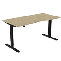 Zoom Electric Dual Motor Height Adjustable Sit Stand Office Desk Dual Purpose Reversible Scallop Top W1400xD800xH685-1185mm Urban Oak Top Black Frame 10 Year Warranty