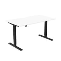 Zoom Electric Dual Motor Height Adjustable Sit Stand Office Desk Dual Purpose Reversible Scallop Top W1400xD800xH685-1185mm White Top Black Frame 10 Year Warranty