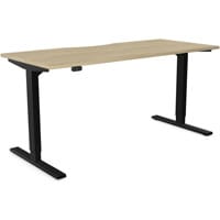 Zoom Electric Dual Motor Height Adjustable Sit Stand Office Desk Dual Purpose Reversible Scallop Top W1600xD700xH685-1185mm Urban Oak Top Black Frame 10 Year Warranty