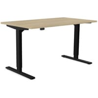 Zoom Electric Dual Motor Height Adjustable Sit Stand Office Desk Portal Top W1400xD800xH685-1185mm Urban Oak Top Black Frame 10 Year Warranty