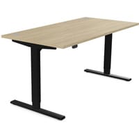 Zoom Electric Dual Motor Height Adjustable Sit Stand Office Desk Portal Top W1600xD800xH685-1185mm Urban Oak Top Black Frame 10 Year Warranty