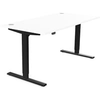 Zoom Electric Dual Motor Height Adjustable Sit Stand Office Desk Portal Top W1600xD800xH685-1185mm White Top Black Frame 10 Year Warranty