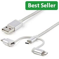 StarTech.com 3‑in‑1 USB Charging Cable 1 m - Micro‑USB, USB‑C & Lightning