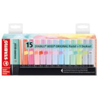 Stabilo Original Boss Highlighters - Pastel Deskset, Pack of 15 7015-02-5, Refillable