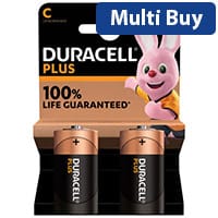 Duracell Plus C Battery Alkaline 100% Life Pack of 2 5009810