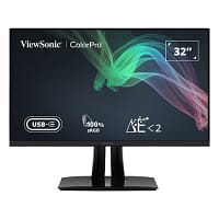 ViewSonic ColorPro VP3256-4K - LED monitor - 32" (31.5" viewable) - 3840 x 2160 4K UHD (2160p) @ 60 Hz - IPS - 350 cd/m² - 1000:1 - 5 ms - 2xHDMI, DisplayPort, USB-C - speakers