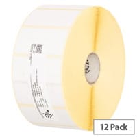 Zebra Z-Select 2000D Direct Thermal Labels 57.15 x 31.75mm White Paper Permanent Adhesive - 2100 Labels per Roll Pack of 12
