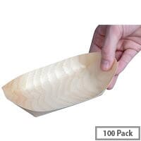 Fiesta Compostable Wooden Sushi Boats Medium 190mm (Pack of 100)