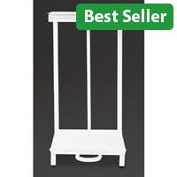 Jantex Freestanding Sack Holder - White - Pedal Operated Lid - H880xW430xD330mm