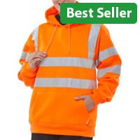 Beeswift Pull On Hooded Hi-Vis Sweatshirt With Handwarmer Pockets Size L Orange Ref BSSSH25ORL