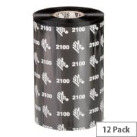 Zebra 2100 Wax 2100 89mm x 450m Printer Ribbon 02100BK08945 Pack of 12