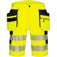 Portwest DX446 DX4 Hi-Vis Holster Pocket Shorts Yellow/Black Size 32 Regular Fit