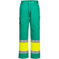 Portwest L049 Hi-Vis Lightweight Contrast Class 1 Service Trousers Yellow/Teal Size S Regular Fit
