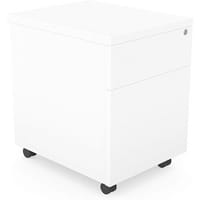 Surface Wooden Mobile Pedestal with 1 Stationary and 1 Filing Drawer - H546xW402xD500 - White