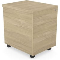 Surface Wooden Mobile Pedestal with 1 Stationary and 1 Filing Drawer -H546xW402xD500 - Urban Oak