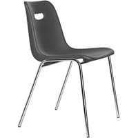 Viki Canteen Stacking Chair in Black Color and Chrome Frame