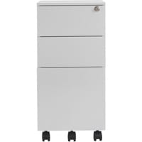 Pedestal Slimline 3 Drawer Steel White