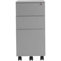 Pedestal Slimline 3 Drawer Steel Silver