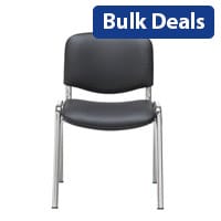 Multi Purpose Stacking Chair Black Vinyl & Chrome Frame