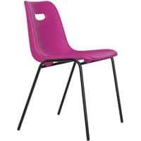 Viki Canteen Stacking Chair in Purple Color and Black Frame