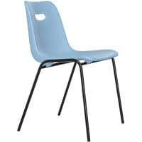 Viki Canteen Stacking Chair in Blue Color and Black Frame