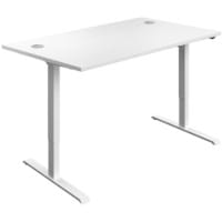 Electro Elevate Electric Single Motor Height Adjustable Sit Stand Office Desk W1200xD800 White Top White Frame 5 Year Warranty