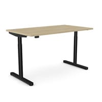 RoundE Electric Dual Motor Height Adjustable Rectangular Home Office Sit Stand Desk Portal Top W1400xD800xH650-1150mm Urban Oak Top Black Frame 10 Year Warranty