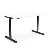 RoundE Electric Dual Motor Height Adjustable Rectangular Home Office Sit Stand Desk Portal Top W1400xD800xH650-1150mm White Top Black Frame 10 Year Warranty
