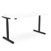 RoundE Electric Dual Motor Height Adjustable Rectangular Home Office Sit Stand Desk Portal Top W1600xD800xH650-1150mm White Top Black Frame 10 Year Warranty