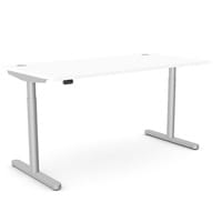 RoundE Electric Dual Motor Height Adjustable Rectangular Home Office Sit Stand Desk Portal Top W1600xD800xH650-1150mm White Top Silver Frame 10 Year Warranty