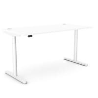 RoundE Electric Dual Motor Height Adjustable Rectangular Home Office Sit Stand Desk Portal Top W1600xD800xH650-1150mm White Top White Frame 10 Year Warranty