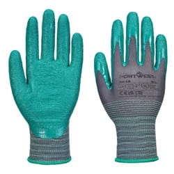 Portwest A313 Grip 15 Nitrile Crinkle Glove (Pk12) Grey/Green Size S