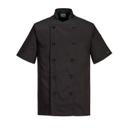 Portwest C734 Kent Chefs Jacket S/S Black Size XXS