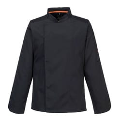 Portwest C838 Mesh Air Pro Chef Jacket L/S Black Size XXS