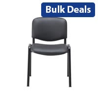Multi Purpose Stacking Chair Black Vinyl & Black Metal Frame