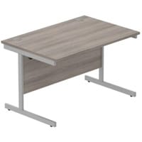 Core Office Rectangular Desk 1200mmX800mm Alaskan Grey Oak With Single Cantilever Silver Frame