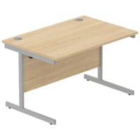 Core Office Rectangular Desk 1200mmX800mm Canadian Oak With Single Cantilever Silver Frame
