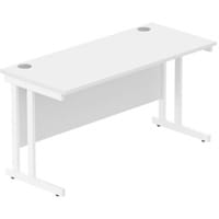 Core Office Rectangular Desk 1400mmX600mm Arctic White With Double Cantilever White Frame