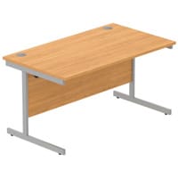 Core Office Rectangular Desk 1400mmX800mm Norwegian Beech With Single Cantilever Silver Frame